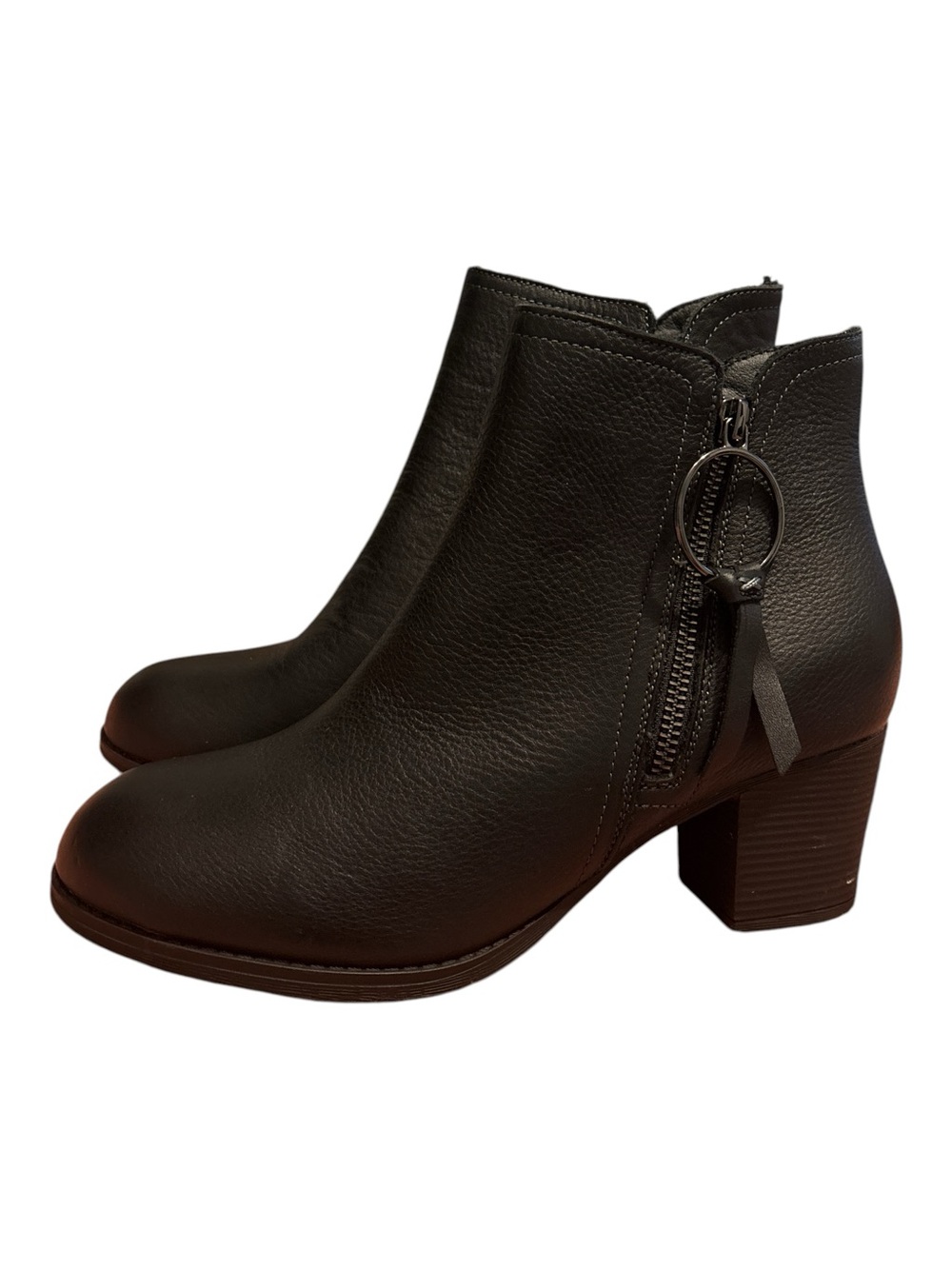 Skechers Taxi Single Black Leather Ankle Boots 9